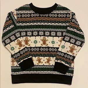 Holiday Time Festive Patterned Sweatshirt Black, Brown, Green Toddler Boy 4T